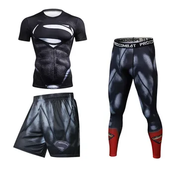Suspaudimo T Shirt Vyrai VS PK Sporto 3D Fitneso sportinis Kostiumas MMA Rashguard Veikia Triko BJJ Bokso Rinkiniai Muay Tajų, MMA Fightwear