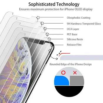 Qosea 10vnt Grūdintas Stiklas iPhone 11 11 Pro Stiklo Screen Protector-Ultra plonas Aišku 9H Apsauginė Plėvelė iPhone 11 Pro MAX