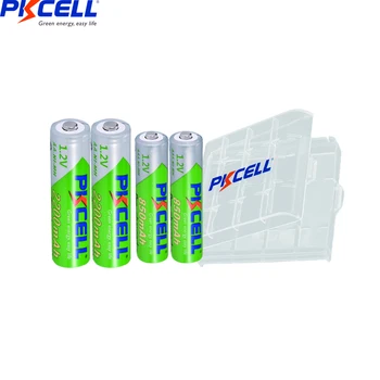 PKCELL 4PC AA 2200MAH Rechargebale Baterija + 4PC AAA 850MAH 1.2 V NI-MH AAA/AA įkraunamos baterijos baterijų dėžutė/laikiklį, kaip dovaną