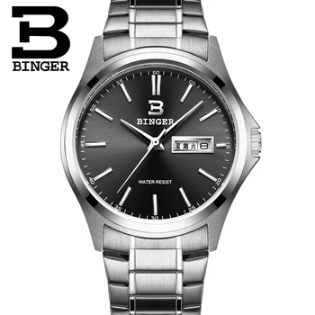 Šveicarija Prabangūs vyriški Žiūrėti BINGER prekės Kvarco visą Nerūdijančio Vyrų Laikrodis atsparus Vandeniui Visiškai Kalendoriaus Garantija B3052B5
