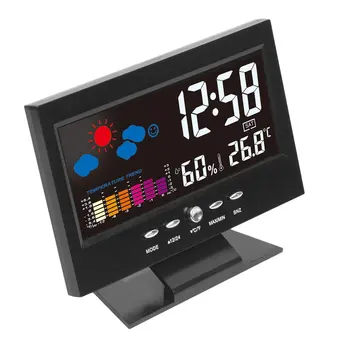 OUTAD Elektroninis Skaitmeninis LCD Stalinis Laikrodis, Temperatūra, Drėgmė Stebėti Laikrodis Termometras su Drėgmėmačiu Orų Prognozė Stalo Laikrodis