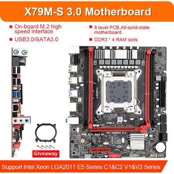 Jingsha X79 m-s 3.0 plokštė nustatyti USB 3.0 su Xeon LGA2011 E5 2630 V2 CPU 4x4GB=16GB 1 600 mhz DDR3 ECC REG atmintis M. 2 SATA3.0