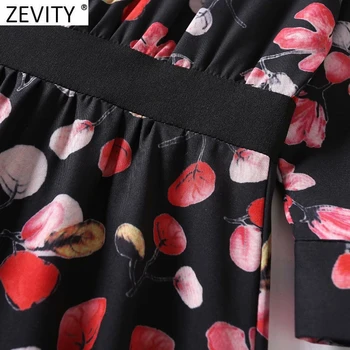 Zevity 2021 Naujas Moterų Elegantiškas O Kaklo Agaro Nėrinių Spausdinti Kratinys Marškinėliai Suknelė Moteriška Elegancija Kimono Vestido Atsitiktinis Plonas Audinys DS5027