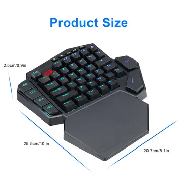 Redragon DITI X K601 RGB Viena ranka, Mechaninė Žaidimų Klaviatūra, Mėlyna Jungiklis 7 programuojami makro klavišai PAS LOL/PUBG Žaidimai