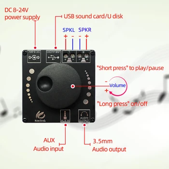 Bluetooth 5.0 20WX2 Stereo Galios Skaitmeninis Stiprintuvas Valdybos Modulis AMP Amplificador Namų Kino 12V 24V 3.5 mm AUX USB XY-AP15H
