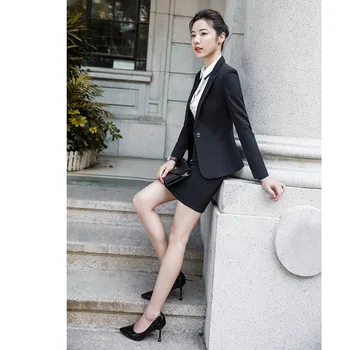 2020 Mados Office Lady 2 Vienetų Komplektas Švarkas +Elegantiškas Sijonas Arba Pieštuku Kelnes Verslo Kostiumas Formalaus Drabužių Spalvas Pasirinkti