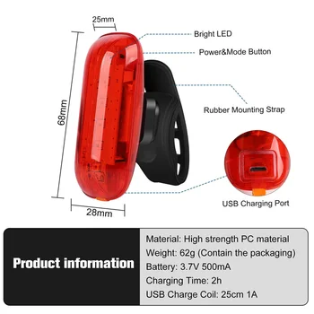 Smart Stabdžių Jutikliai, Dviračių Šviesos Vandeniui Led Dviračių Flash Galinis Žibintas USB Imti MTB Kelių Dviračio Lempa Dviratis Uodegos Šviesos