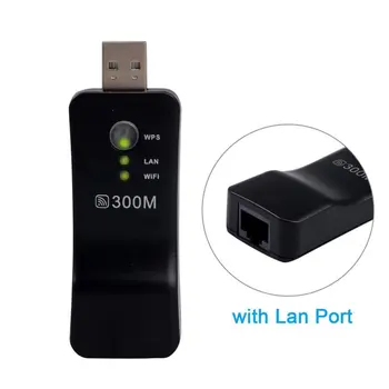 USB WIFI Kartotuvas 300Mbps 2,4 GHz Bevielio WiFi Signalo Stiprintuvas, 