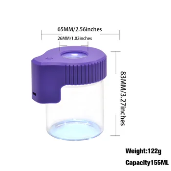 HORNET Plastikiniai&GlassLight-Iki LED hermetišką Saugojimo Didinamąjį Jar Žiūrėjimo Konteinerių 155ML Vakuuminio Sandarinimo Plastiko Tablečių Dėžutė Atveju