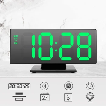 Žadintuvas LED Skaitmeninis Laikrodis, Multi-funkcija Veidrodis Atidėjimo Laiko Rodymas Naktį LCD Stalo Lempos, Staliniai Reloj Despertador USB Kabelis