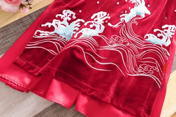 Kinų Stiliaus Moteris Qipao Suknelė Rudenį Karališkosios Siuvinėjimo Krano Vingtage Elegantiška Panele Prabangus Aksomas Cheongsam Suknelė S-XXL