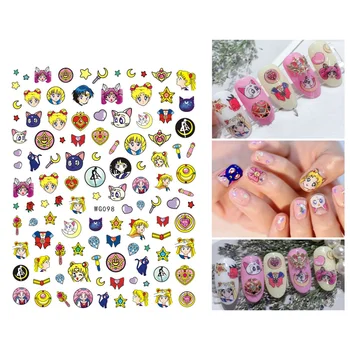 10vnt animacinių filmų anime mergina prekės nagų lipdukai geometrinis gėlių nail art deco nagų rinkinys nuogas vienetų.