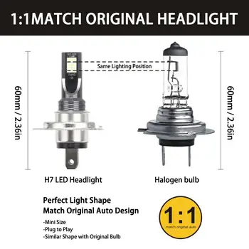 H7 80W 11000Lm Pluošto 6000K Komplektas LED Rūko Lemputės Dienos Veikia Šviesos diodų (LED) Automobilių Žibintų Konversijos Gaubliai Lemputes лед лампы для авто