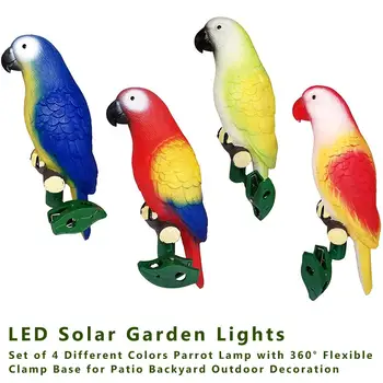 4psc LED Saulės Sodas Žibintai 4 Skirtingų Spalvų Papūga Lempa Lanksti, Apkabos Bazę Kiemo Kieme Lauko Apdaila