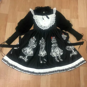 Gothic Lolita Dress Dark Angel Serijos Aukštas Žemas Lolita JSK Suknelę, Soufflesong Kawaii Retro Tamsiai Japonų