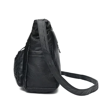 Annmouler Mados Moterų Crossbody Bag Black Pu Odos Pečių Maišą Multi kišenės Krepšys Merginos, Moterys, Minkštas Rankinėje Krepšys