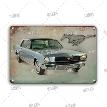 Retro Ford Mustang Citroen Metalo Plokštė Senovinių Automobilių Plakatas, Tapyba Namo Garažo Sienos Dekoratyvinės Plaketės Senas Sienos Lipdukas Dekoras