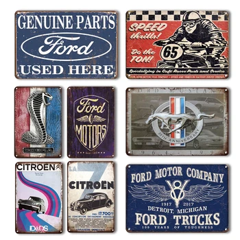 Retro Ford Mustang Citroen Metalo Plokštė Senovinių Automobilių Plakatas, Tapyba Namo Garažo Sienos Dekoratyvinės Plaketės Senas Sienos Lipdukas Dekoras