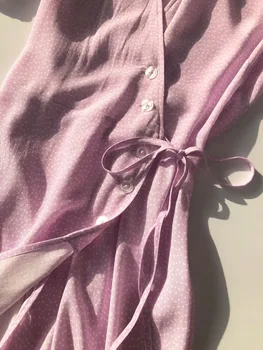 2019 Naujas Moterų Prašmatnus Wrap Suknelė Vasaros Polka Dot Spausdinti Trumpas Rankovės Pusėje Mygtukai Saldus Slim Midi Suknelė