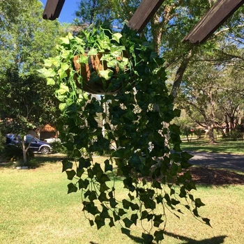 12pcs Dirbtinis Ivy žalia Lapų Girlianda Augalai Vynuogių Netikrą Lapai, Gėlės Žalia Gebenės Vainiką Namų Dekoro Dirbtinis Rotango string