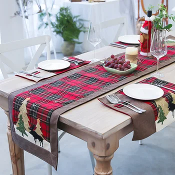 Šiaurės Kalėdų medvilnės twist grotelės, lentelės vėliavos kūrybinės naujų Kalėdinė dekoracija restoranas stalo staltiesė