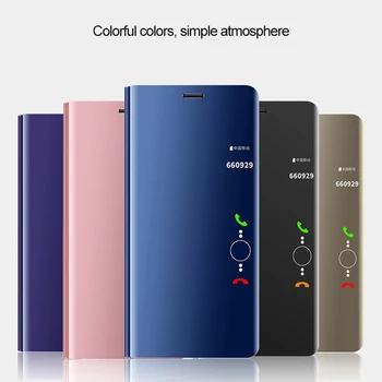 Veidrodis Peržiūrėti Smart Flip Case for Samsung Galaxy S9 Plus S9plus SM G965F G965 Prabanga Originalus Magnetinis Fundas Odinis Telefono Dangtelį