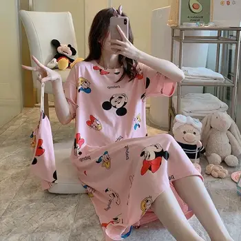Disney Mickey Minne Medvilnės Pavasarį ir Rudenį Pižama Ponios, Mergaitės Sleepwear Namų Drabužių Pižamą naktiniai drabužiai