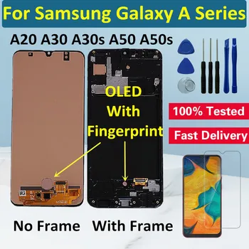 OLED Su Rėmo LCD Ekranas Samsung Galaxy A20 A30 A30S LCD Ekranas Touch 