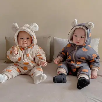 2020 M. Žiemos Tirštėti Baby Bear Rompers Bamblys Berniukai Medvilnė Paminkštinimas Outwear Vilnos Pamušalu Kūdikių Mergaičių Jumpsuit Drabužių Komplektus