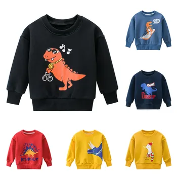 Vaikų Rudens Žiemos Sweatershirt Vaikas Sweatershirt berniukai Atsitiktinis Animacinių filmų Dinozaurų Spausdinimo Šiltas Medvilnės Sweatershirts Puloveriai