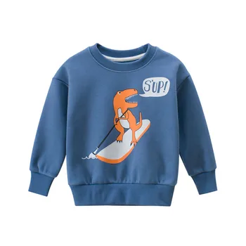 Vaikų Rudens Žiemos Sweatershirt Vaikas Sweatershirt berniukai Atsitiktinis Animacinių filmų Dinozaurų Spausdinimo Šiltas Medvilnės Sweatershirts Puloveriai