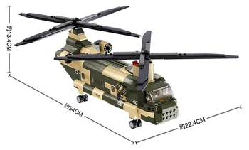 520Pcs Karinių Oro Pajėgų Transporto Sraigtasparnio Modelis Blokai ARMIJOS Kariai 