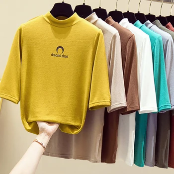 Ploni Marškinėliai Moterims Elastingumą T-Shirt Moters Drabužius Golfo Vasaros Naujokų 