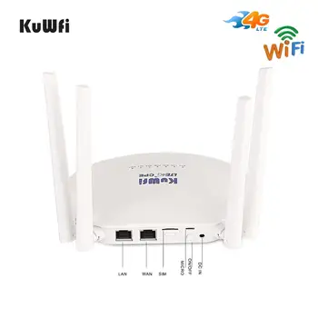 KuWfi 300Mbps 4G LTE MEZON Maršrutizatorius Belaidis Maršrutizatorius 3G/4G LTE, wifi Maršrutizatoriaus Su Sim Kortelės Lizdo&4Pcs Išorinės Antenos 32Users