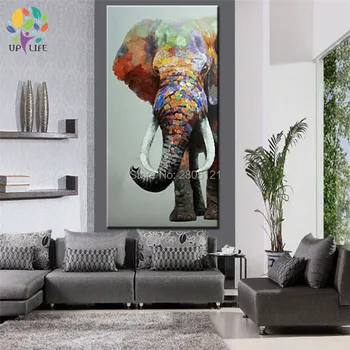 Rankomis dažyti didelis gyvūnų sienų tapybos didelis dramblys drobė nuotrauką aliejaus tapybai sėdi kambaryje namų puošybai meno