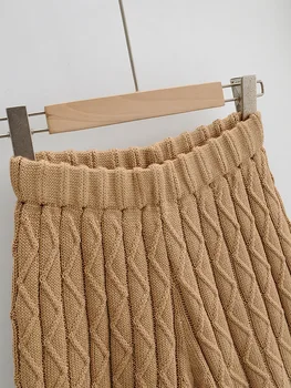 Megztiniai Megztinis +trumpas 2 Vienetų Komplektas 2021 Moterų Atsitiktinis Megzti Megztinis Viršuje + Megztiniai Kelnės TwoPiece Apranga vientisos Spalvos Rinkiniai