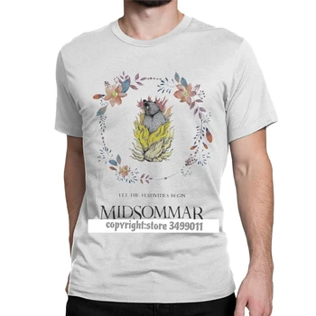 Humoro Midsommar Gėlių Lokys Tee Marškinėliai Vyrams Crewneck Grynos Medvilnės Tshirts Tees Mens Trumpas Rankovės
