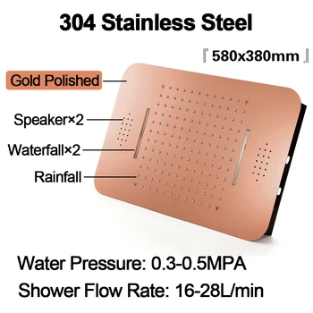 M Boenn Prabanga Rose Gold LED Dušo Sistema Muzika ShowerHead Vonios Maišytuvai Lietaus Dušo Komplektas Termostatiniai Žalvario Potinkinis Maišytuvas