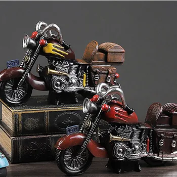 Kūrybos retro vintage motociklo dervos statula meno modelį, baldai kambarį, TV kabinetas, vyno kabinetas namų puošybos amatus