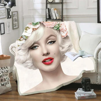 Marilyn Monroe 3d atspausdintas vilnos antklodė, Lovos Pėsčiųjų Iškylą Storio Antklodė Mados Lovatiesė Sherpa Mesti Antklodę stilius-4