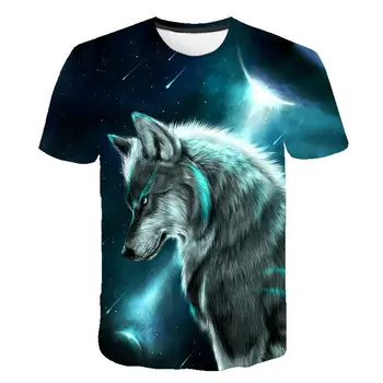 Vasaros marškinėliai Vyrams, Moterims Streetwear Trumpas Rankovės Tees Viršūnes Juokinga Gyvūnų Atsitiktinis Wolf 3D Spausdinimo Marškinėlius Vaikai, Berniukas ir Mergaitė, T-shirt