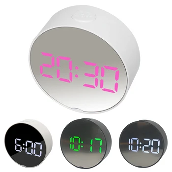 Pažangus Skaitmeninis Laikrodis LED Nakties Vaikai Miegamasis Mini Nešiojamieji Ovalios Skaitmeninis Displėjus, Žadintuvas Naktį Šviesos Makiažo Veidrodėliai