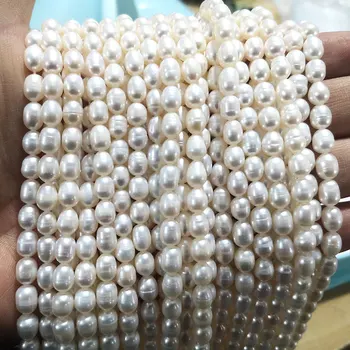 Didmeninė A ir AA Balta Natūralių Ryžių Formos Gėlavandenių Perlų Karoliukai Papuošalai Priėmimo 