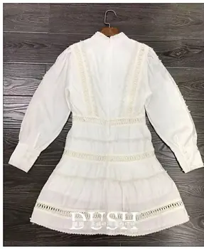Aukštos Kokybės Seksuali Juodai Balta Suknelė Elegantiškas Ilgas Žibintų Rankovės Moterų Derliaus Suknelės, Šaliai