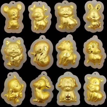 Naujas Grynas 24k Geltonojo Aukso Pakabukas 25x18mm Gražių Animacinių filmų Gyvūnų Kinų Zodiako kaip Jade Žavesio