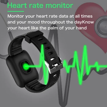 116 Smart Watch Širdies ritmo Fitness Tracker Laikrodžiai Vyrams, Moterims, Kraujo Vandeniui Sporto Spaudimo Monitorius Smartwatch 