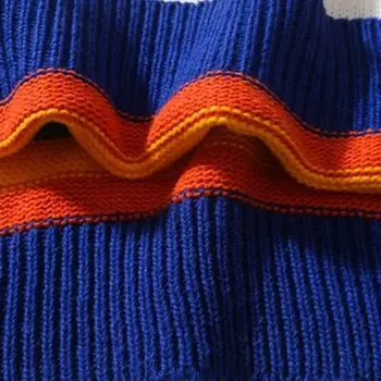 Vyrų, Moterų, Negabaritinių Megztinis Vaivorykštė Dryžuotas Turas Kaklo Trikotažas Susiuvimo Spalvų Mados Atsitiktinis Stiliaus Ilgomis Rankovėmis Megztinis