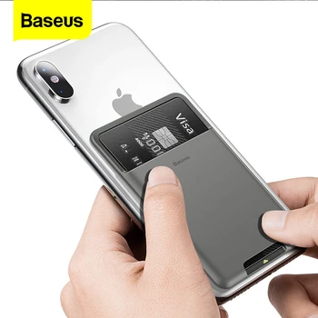 Baseus Universalus Telefono Atgal Lizdas Kortelės, Piniginės Atveju iPhone 12 Prabanga 3M Lipdukas Silikoninis Telefono Dėklas Case For Samsung 