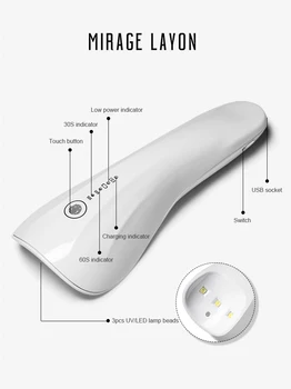Manikiūro Nešiojamą Lempa Nešiojama Mini Fototerapijos Lempa Greitai-džiovinimo Mažas Įkrovimo Manikiūro Lempa Nagų Džiovintuvai Nagų Lempa