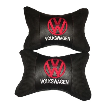 Automobilių Kaklo pagalvės ir saugos Diržų Padengti oda Auto Sėdynės poilsio kelionės pagalvėlių Volskwagen (1 Komplektas)
